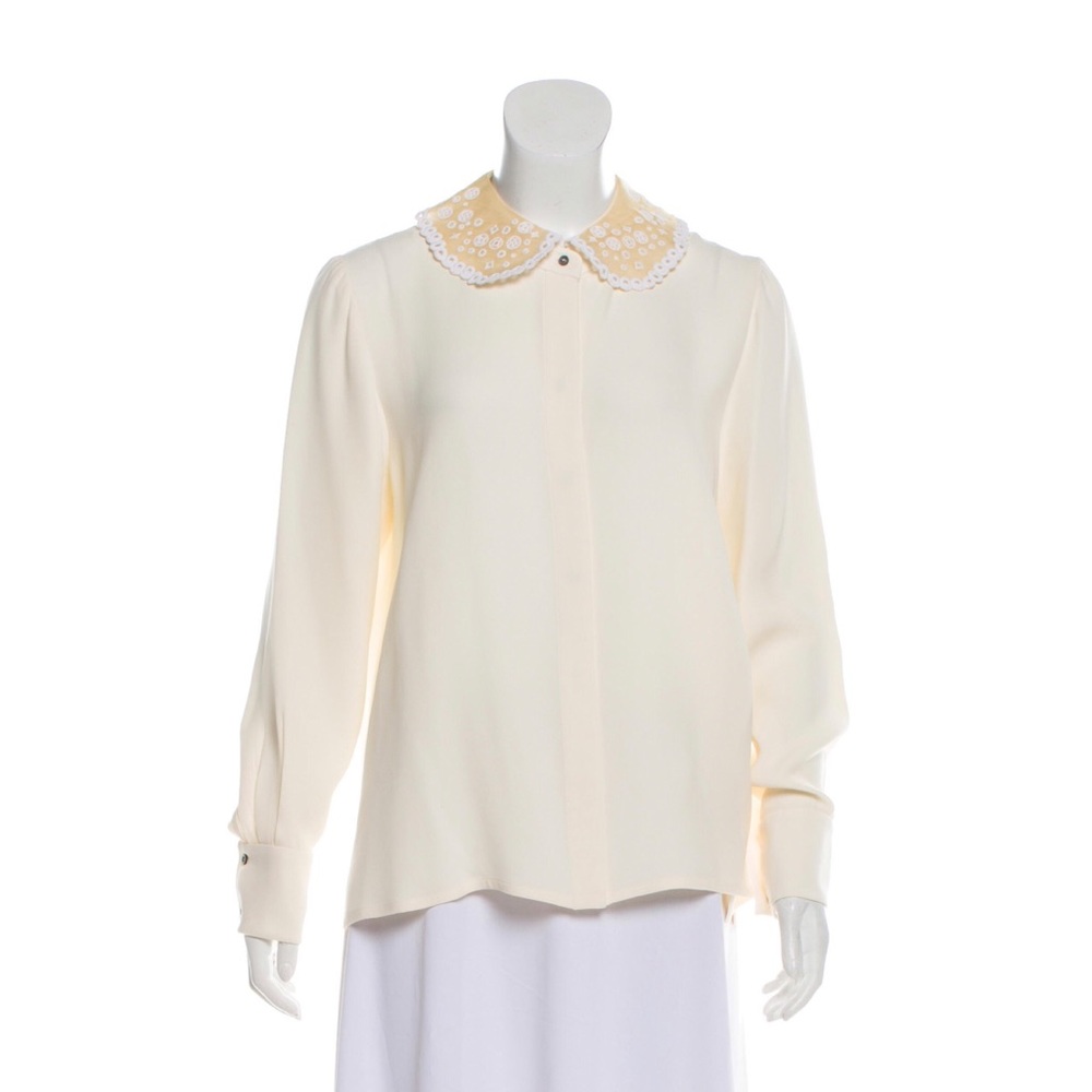 Louis Vuitton silk embroidered crepe blouse 44 L